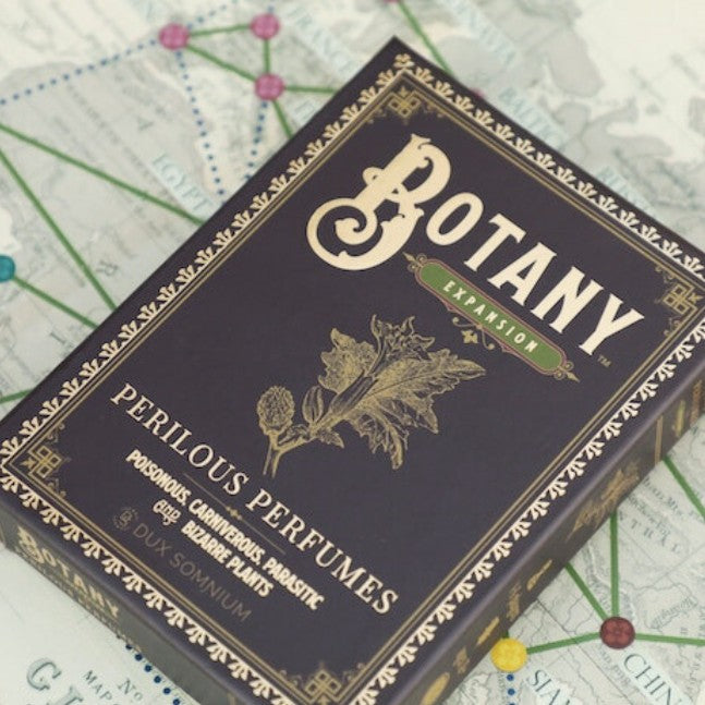 Botany Perilous Perfumes Expansion Dux Somnium Board Game Box on Game Board