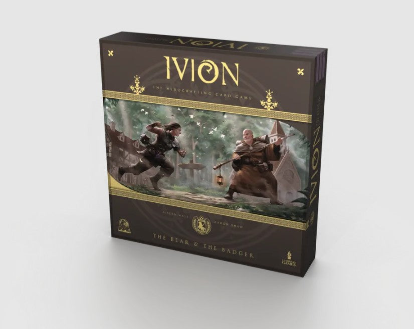 Ivion The Bear and The Badger APE Games Board Game Hero Dueling 3D Box Rendering on white background
