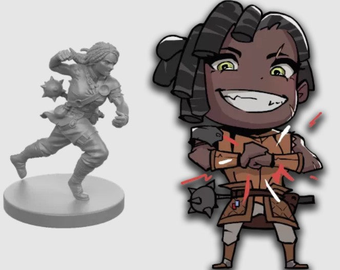 Ivion The Bear and The Badger APE Games Board Game Hero Dueling Character Art and Miniature