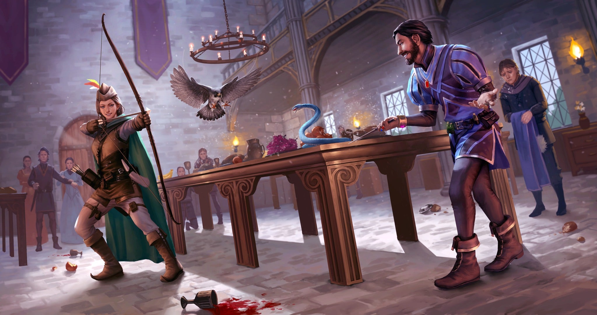 Ivion The Falcon and The Snake APE Games Board Game Hero Dueling Promotional Art