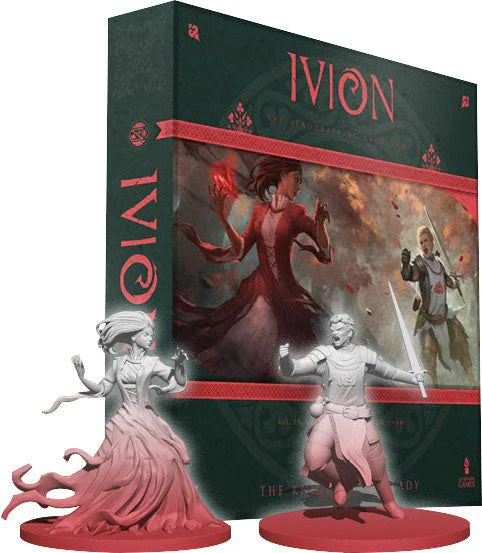 Ivion The Knight and The Lady APE Games Board Game Hero Dueling 3D Box Rendering and Miniatures