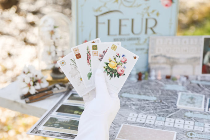 La Fleur Rococo Gardens Botany Dux Somnium Board Game Flower Cards Promotional Image