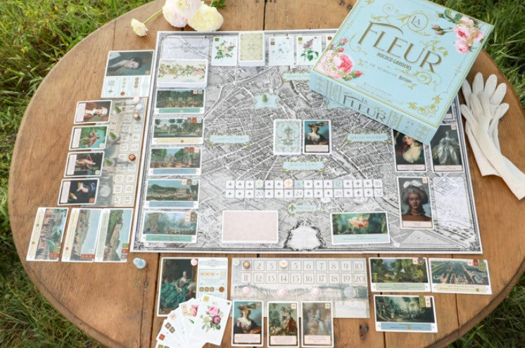 La Fleur Rococo Gardens Botany Dux Somnium Board Game Full Set Up Game Cards Board Meeples