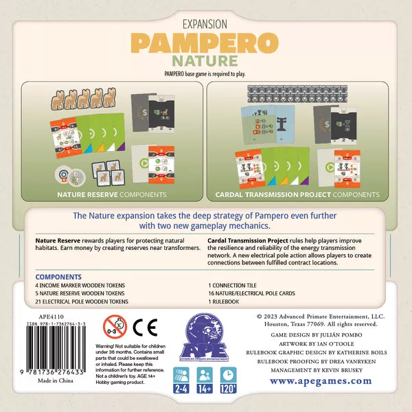 Pampero Nature APE Games Board Game Expansion Box Back