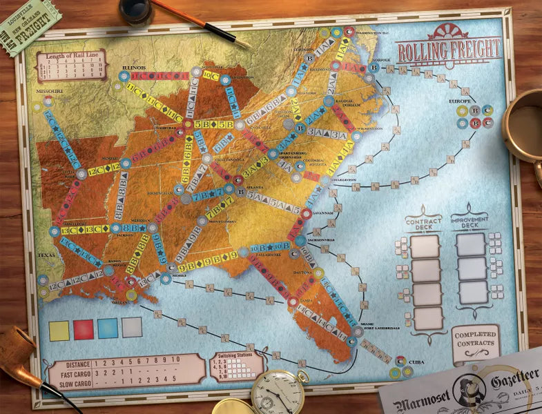 Rolling Freight Board Game APE Games Game Board Map Art