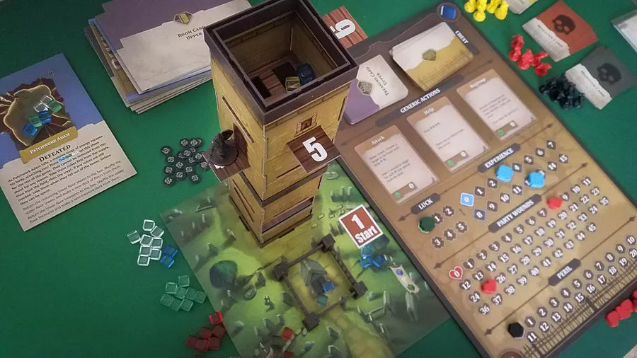 The Stygian Society Board Game APE Games Mid Game Set Up Components