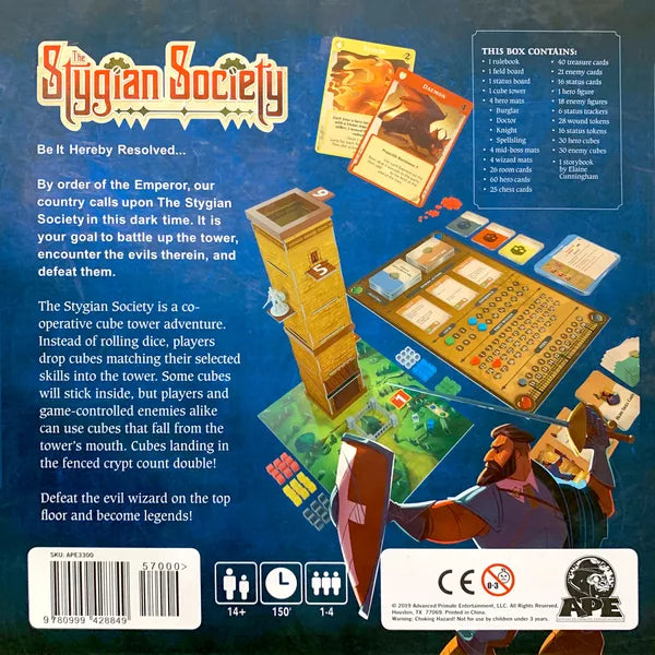 The Stygian Society Board Game APE Games Back of Game Box
